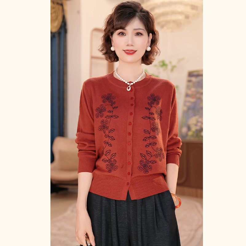 年轻妈妈秋装时尚针织开衫2025新款洋气毛衣中老年女装上衣服套装