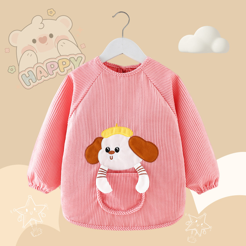 儿童防水罩衣宝宝反穿衣防脏罩衫护衣女男童秋冬季长袖婴儿围兜裙