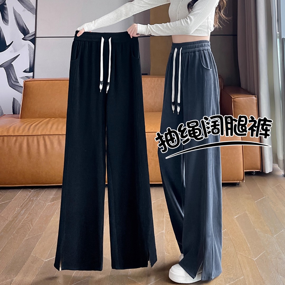 开叉雪尼尔阔腿裤女士春秋季2025新款爆款窄版休闲直筒灯芯绒裤子