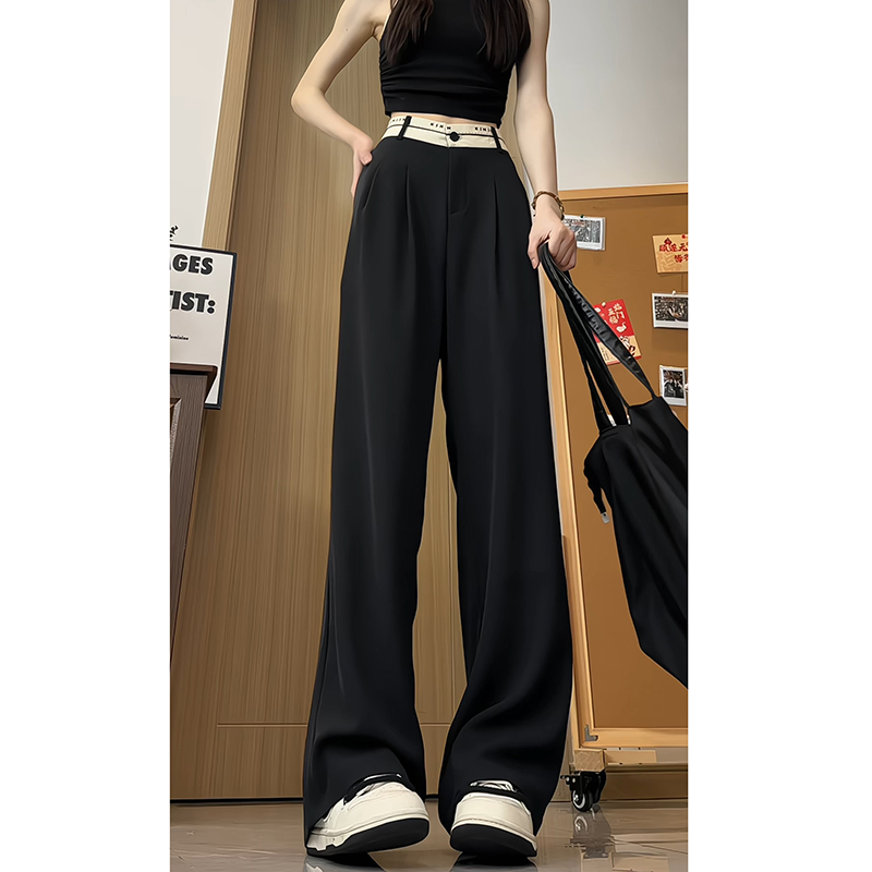 冰丝裤子男女夏季薄款高级感垂坠感西装裤潮牌宽松直筒阔腿休闲裤