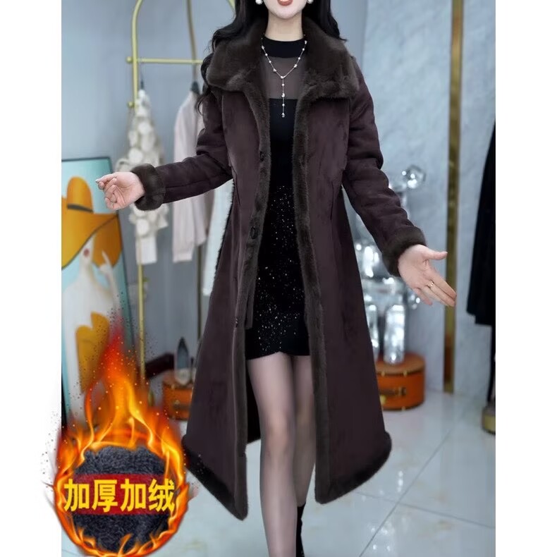 高档皮毛一体加绒加厚时尚外套2025秋季新款棉衣保暖显瘦洋气大衣