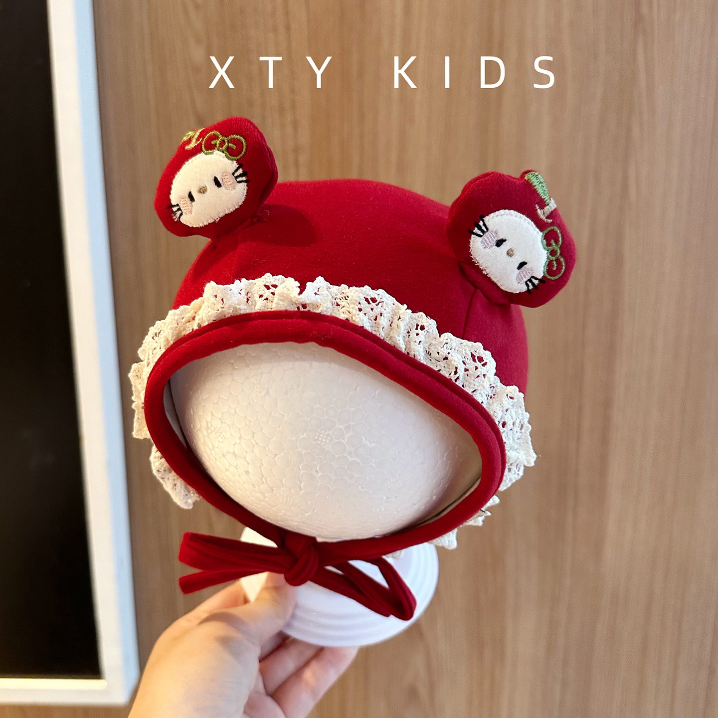 婴儿帽子春秋季护耳帽女宝宝洋气护囟门胎帽外出防风新生儿包头帽