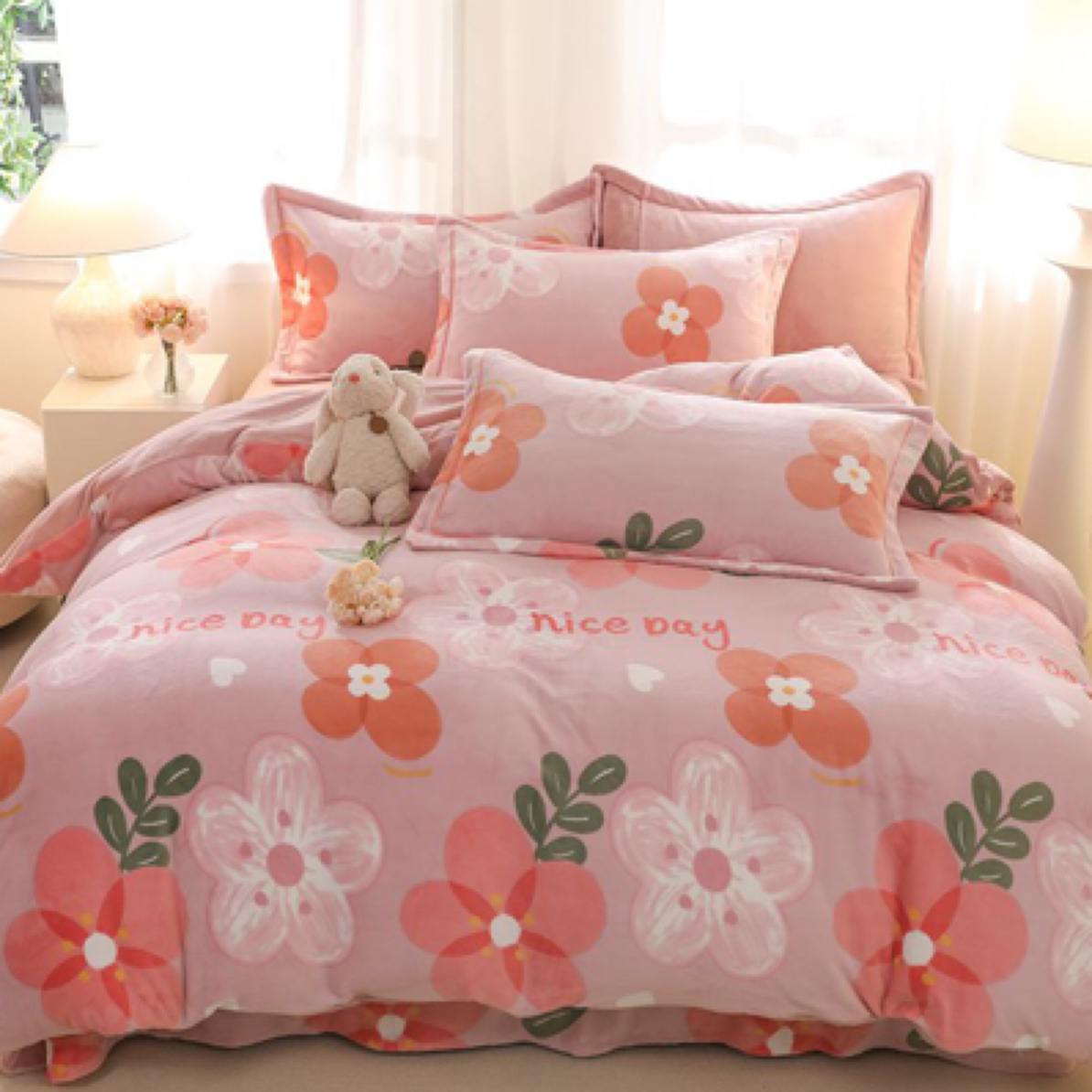 高克重臻棉绒秋冬圆角床单款四件套