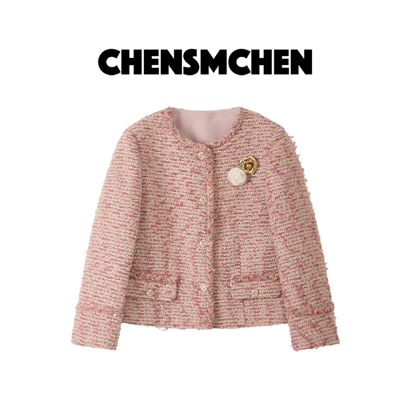 CHENSMCHEN 经典时尚粗花呢编织小香外套女气质优雅上衣CSW8927JX