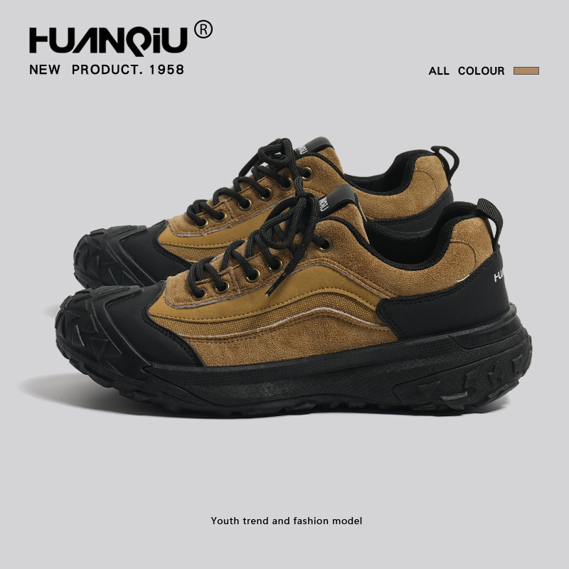 环球户外登山鞋男2026年春季新款潮流厚底帮耐磨百搭休闲运动男鞋