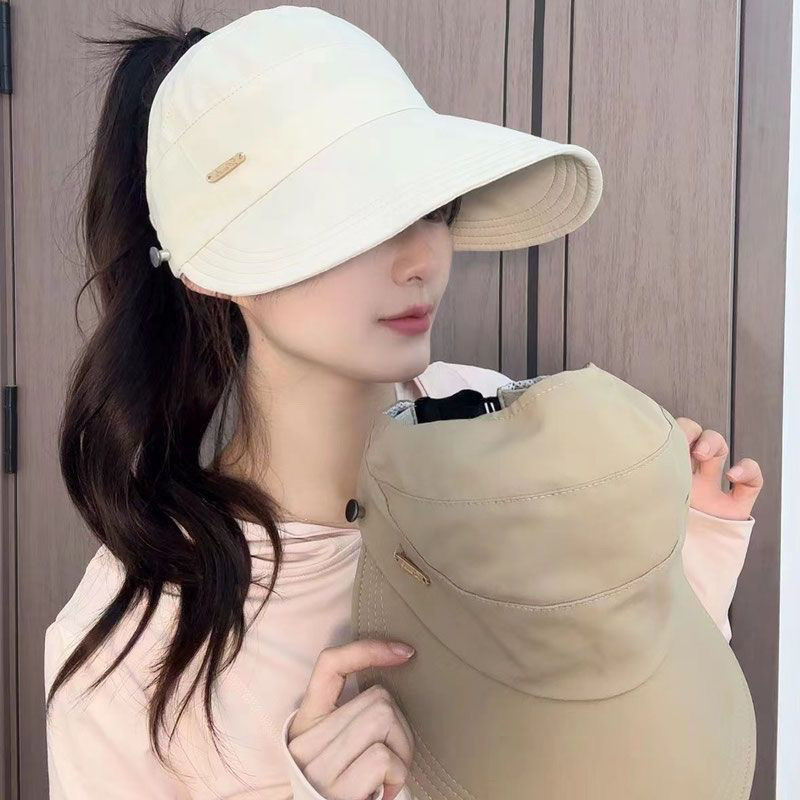 赵露思同款遮阳帽夏季帽子渔夫帽鸭舌帽可扎马尾紫外线空顶