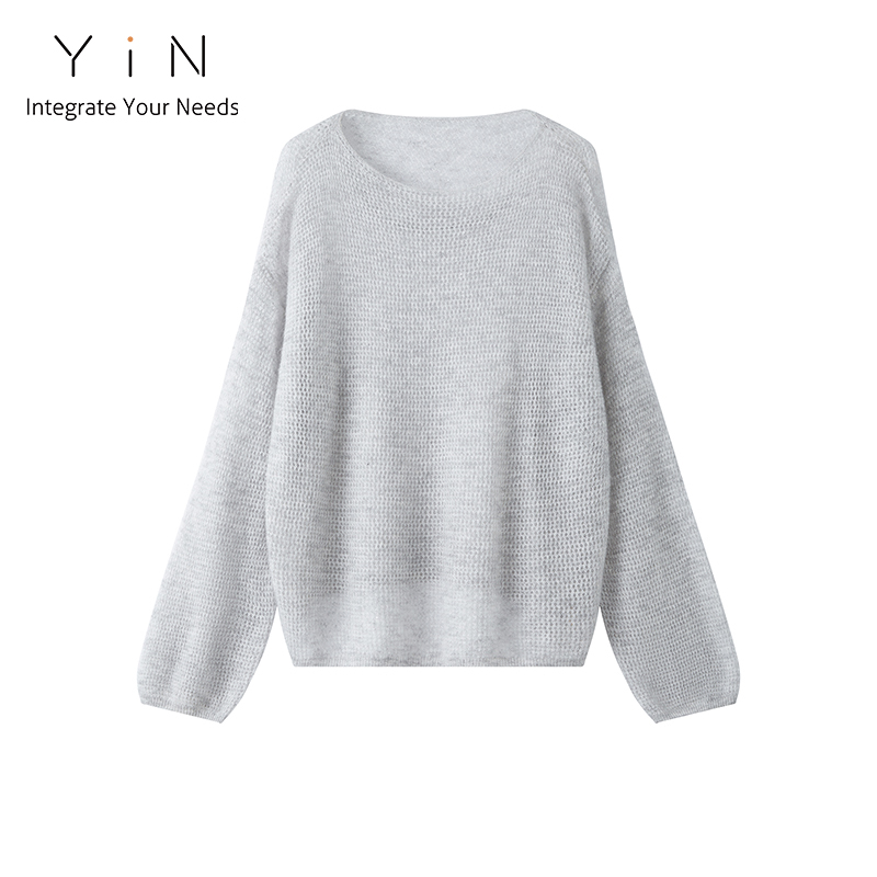 【自播】YiN 30羊绒BC珠片气质圆领镂空针织衫JR-25585