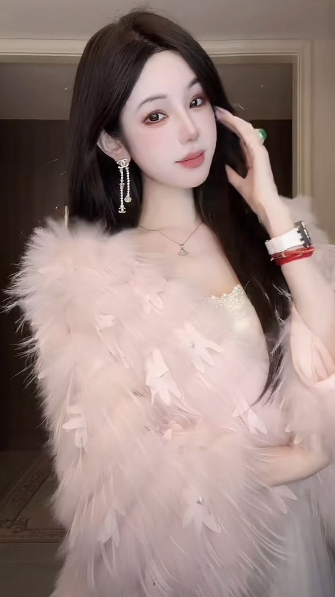 【雅乔定制】雾里看花 高档进口白貉毛皮草外套女秋冬DYLL-25076399