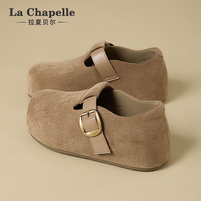 拉夏贝尔厚底勃肯鞋女外穿2025新款秋冬单鞋一脚蹬软底全包博肯鞋