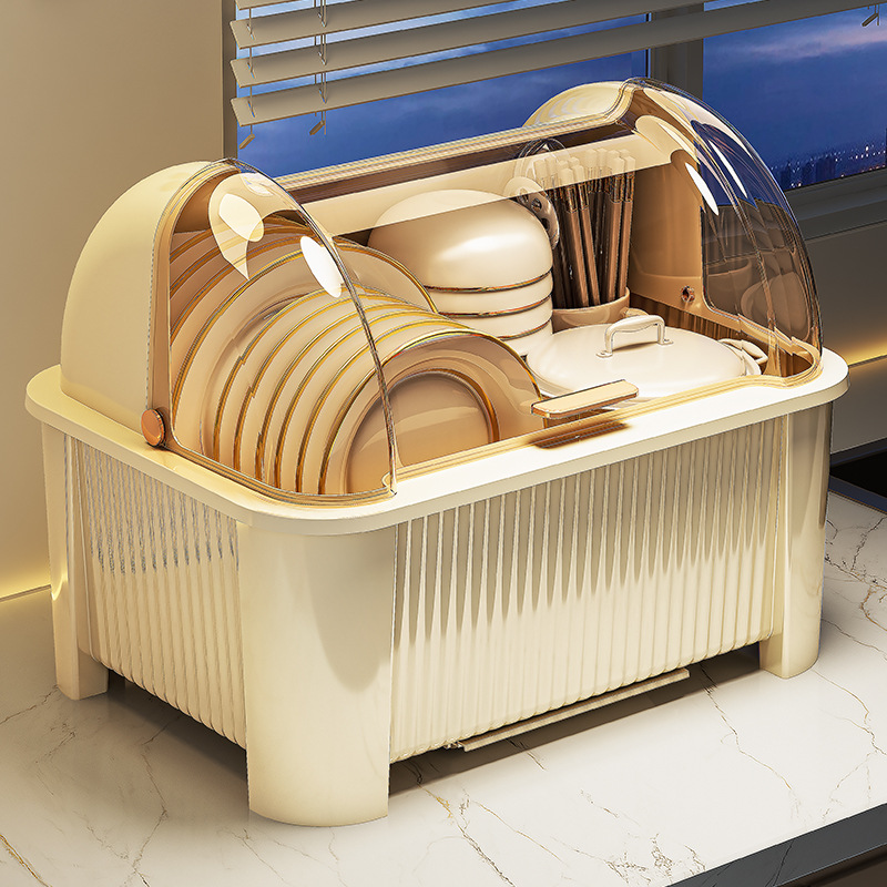 碗筷收纳盒碗架带盖装餐具放碗碟盘子家用厨房置物碗柜沥水架橱柜