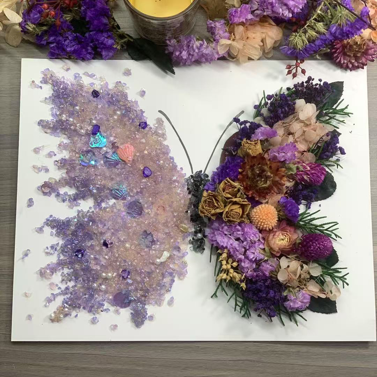 立体蝴蝶水晶干花蝴蝶相框diy画框手工礼物材料包送女朋友男