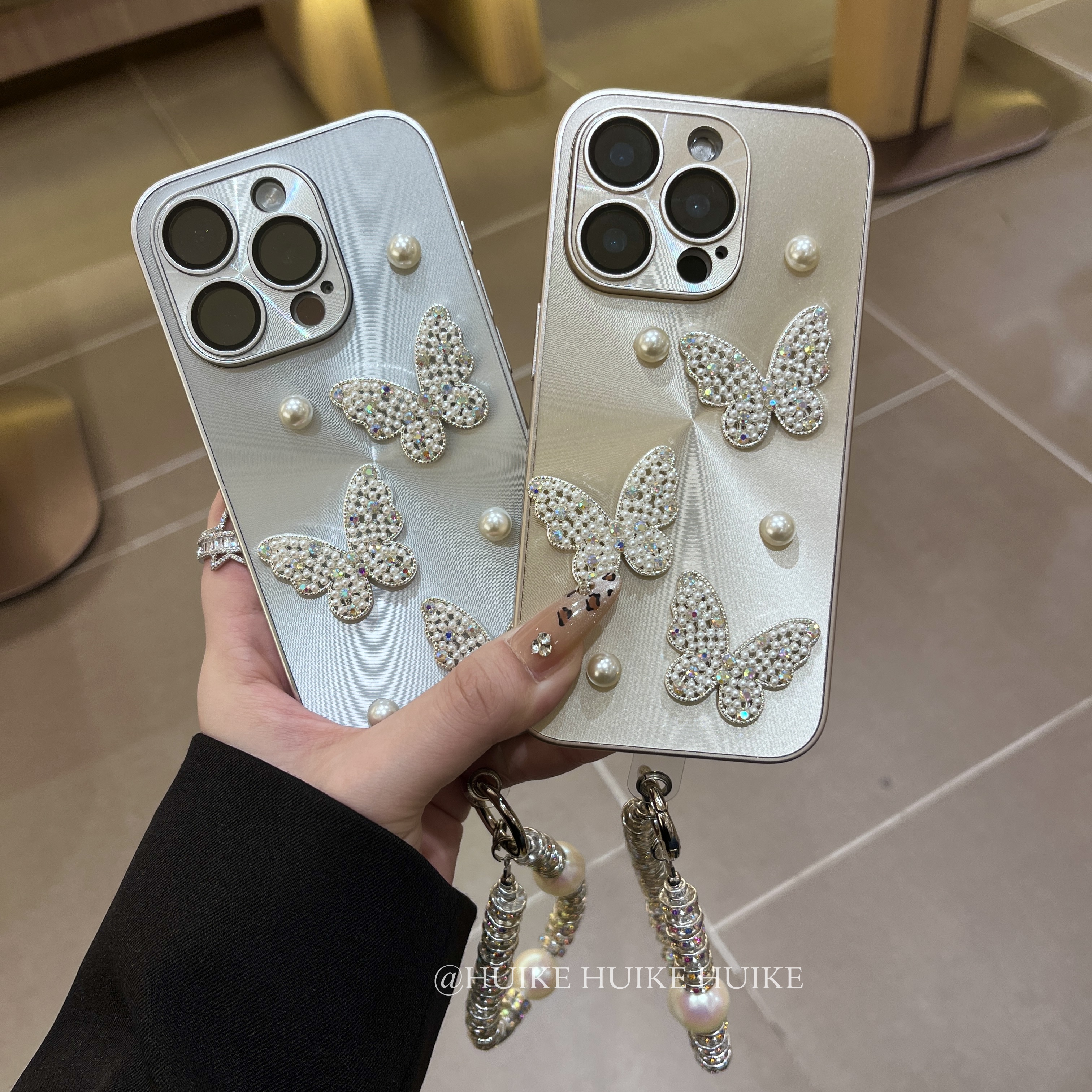 高级极光蝴蝶镜头膜适用17苹果16手机壳iphone15/14/13promax手链