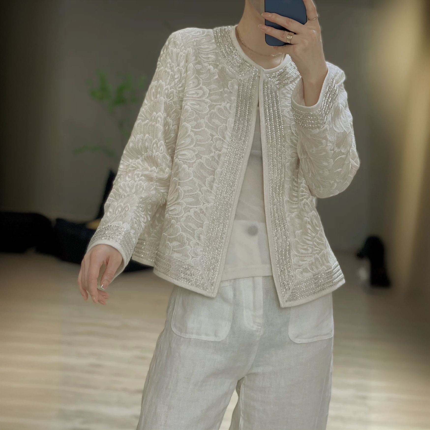 新中式欧根纱国风重工刺绣短款外套秋季2025新款高级感国潮上衣