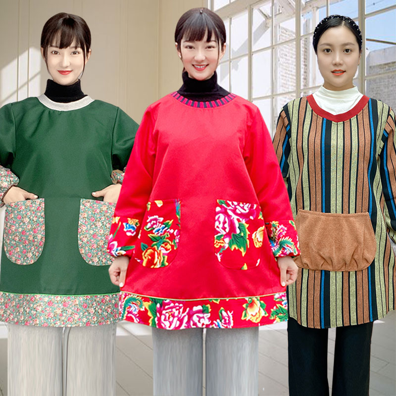 【30194直播专享】反穿衣罩衣厨房防污防水成人家用长袖围裙做饭