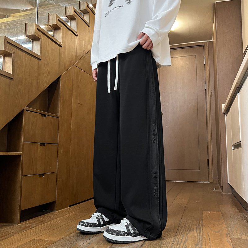 啄木鸟男士休闲裤潮牌秋冬季宽松直筒阔腿裤高街垂感港风男生长裤