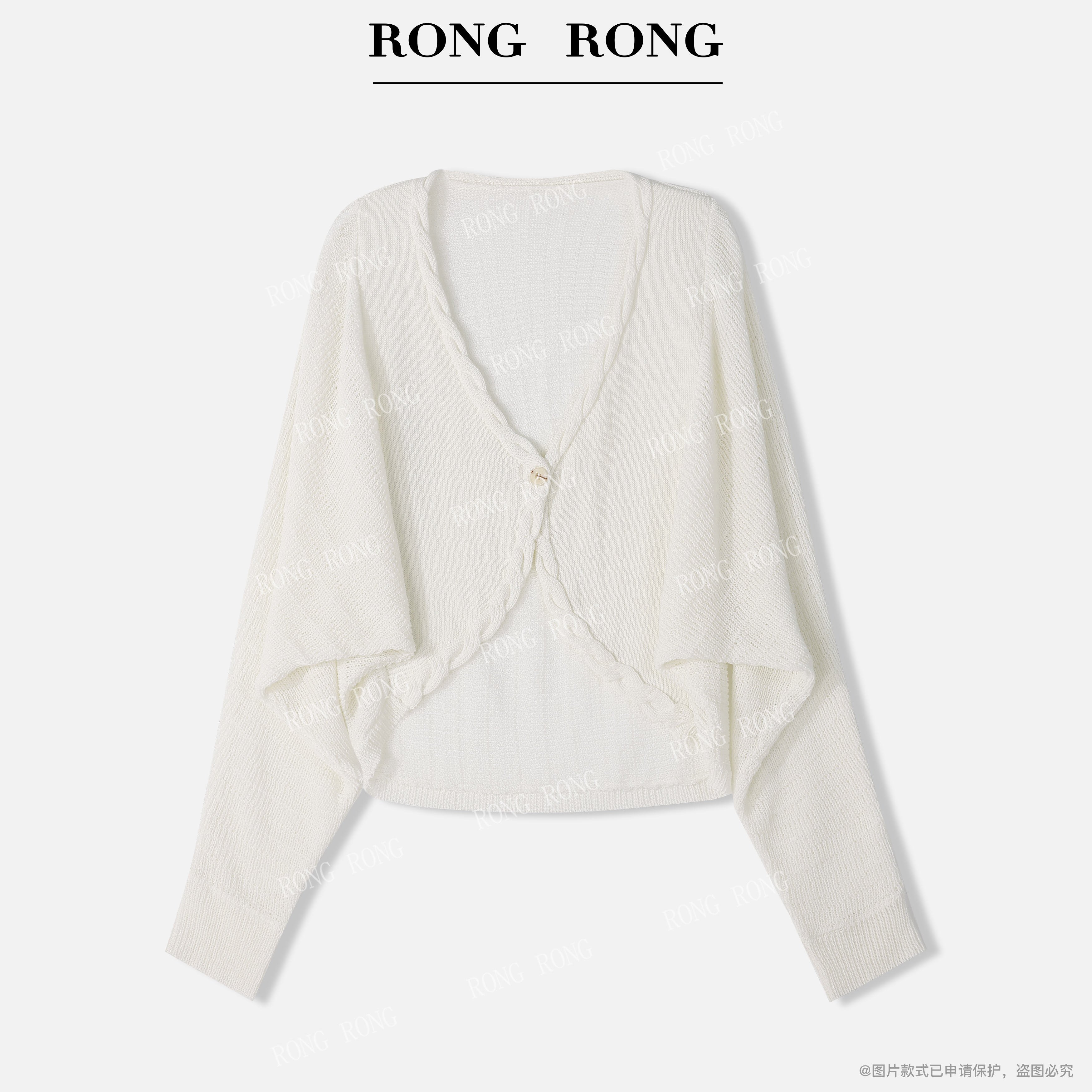 溶溶【半夏温柔】RONGRONG 莱赛尔亚麻混纺麻花百搭开衫C-A208285