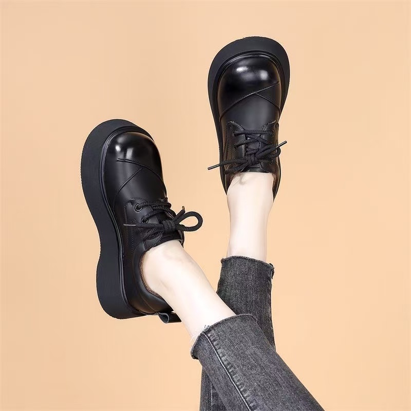 复古乐福鞋女2025秋冬新款百搭舒适厚底系带英伦风休闲圆头小皮鞋