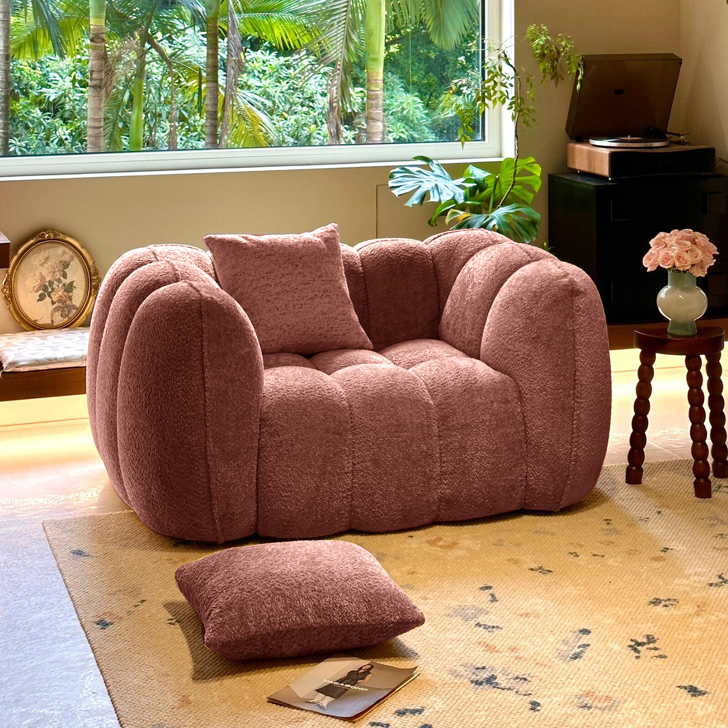 阑珊阁法式复古奶油风沙发家用客厅懒人休闲椅设计师单人沙发椅