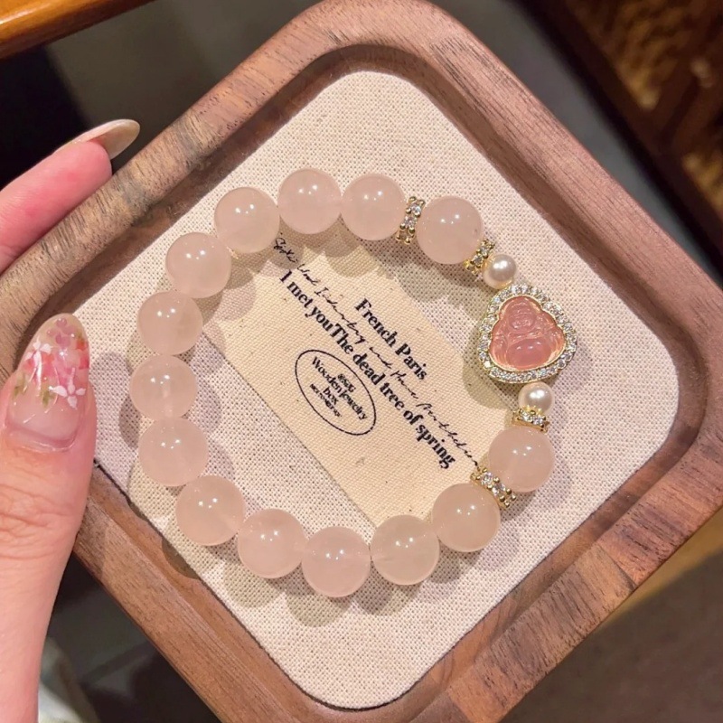 粉柚佛公10mm西柚粉大肚佛手串天然粉晶轻奢甜美手链熊的珍宝珠