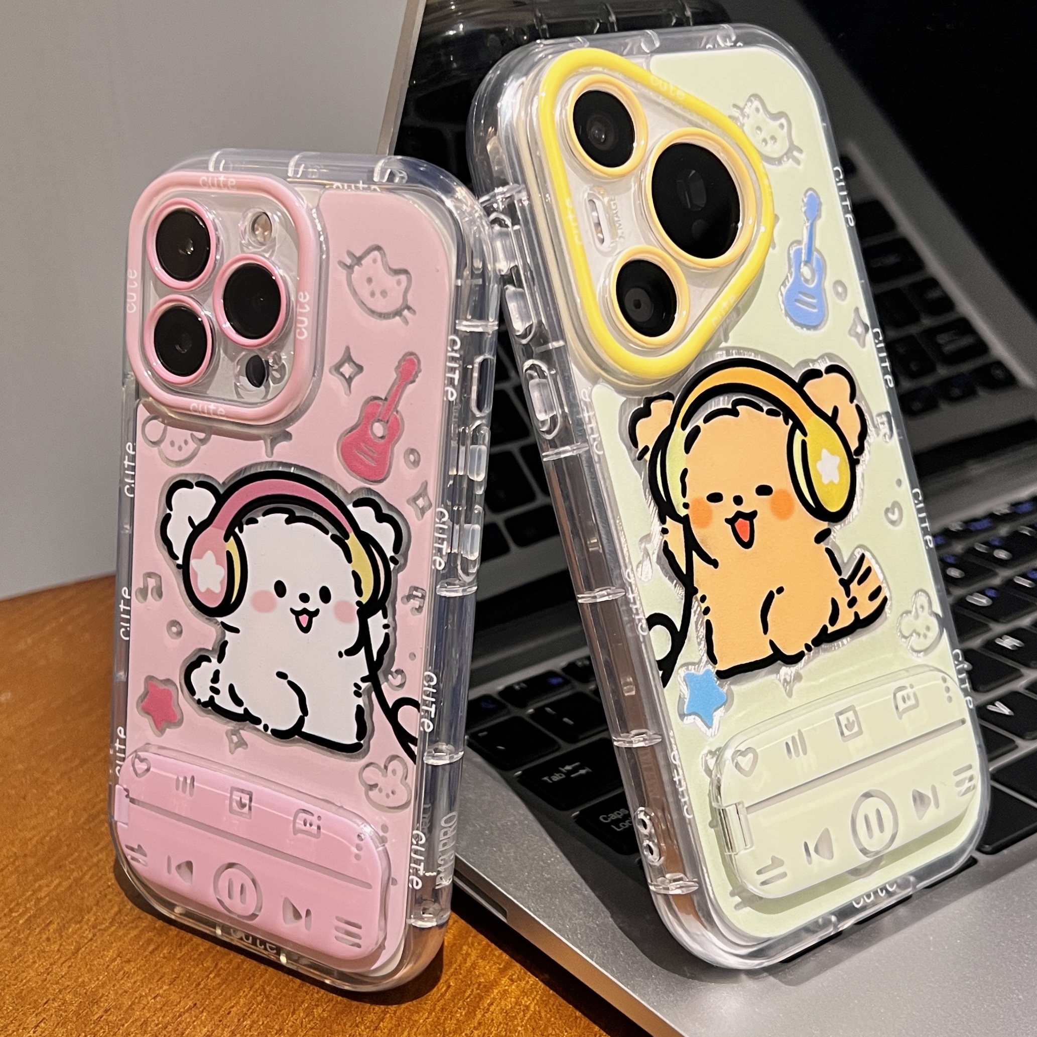 耳机小狗适用iPhone16/17手机壳华为小米oppo荣耀vivo全包防摔女