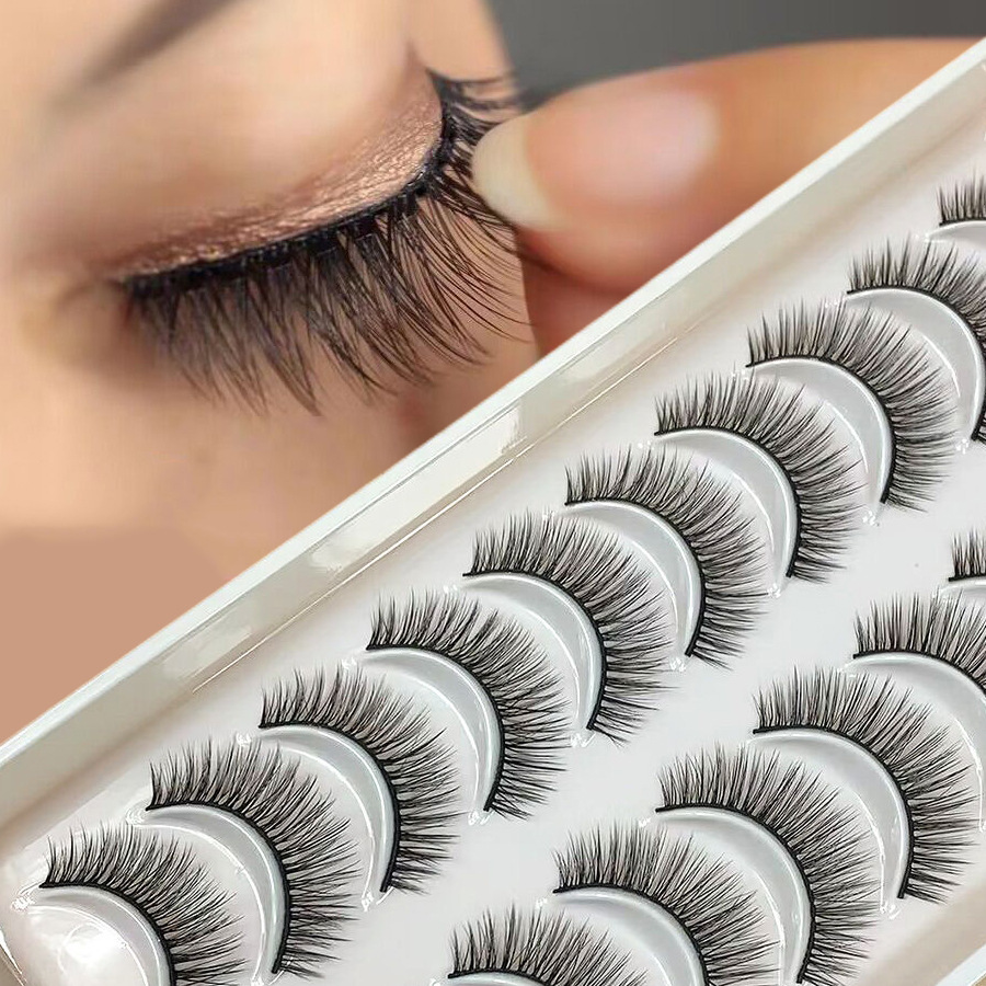 假睫毛新手10对装自粘免胶自然裸妆浓密假睫毛硬梗撑双眼皮日常妆