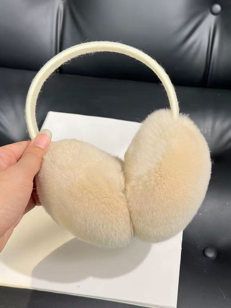 真獭兔毛耳套双面毛皮草耳捂男女韩版纯色可伸缩耳包冬季保暖耳罩