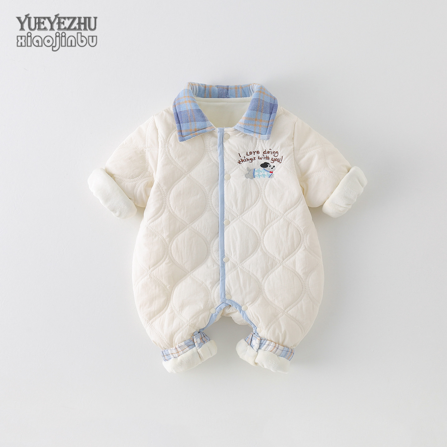 男宝宝秋冬加棉薄棉连体衣新生婴儿衣服深秋初冬韩版休闲哈衣爬服