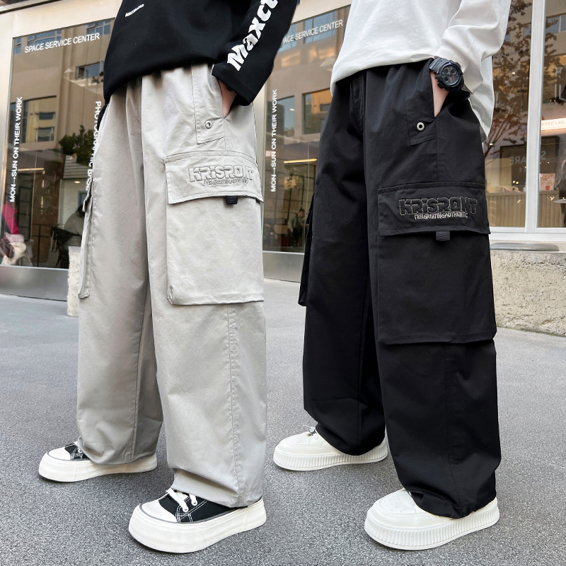 男童休闲裤春秋工装裤2025新款中大童宽松直筒长裤儿童百搭阔腿裤