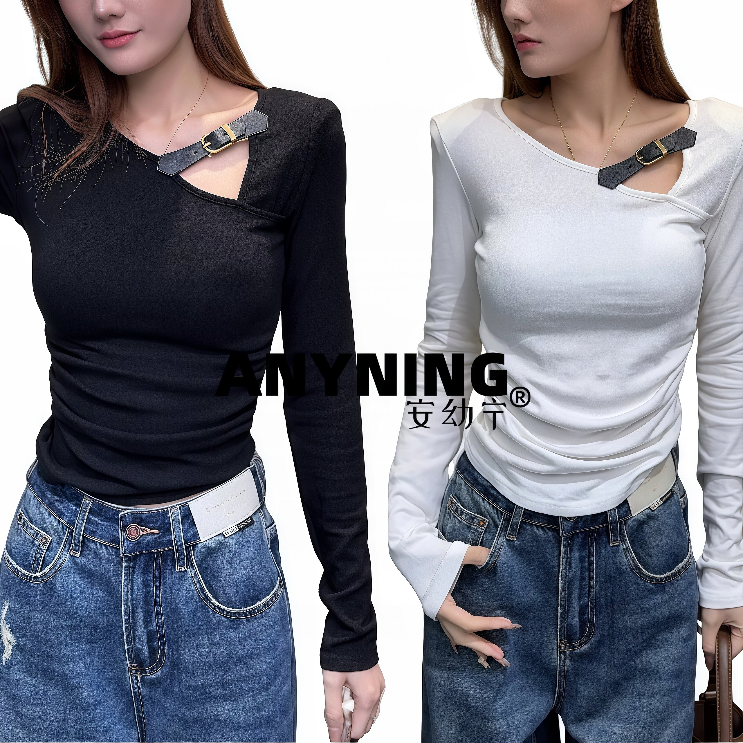 2025秋季新款时尚百搭纯欲辣妹显瘦小众修身长袖T恤女上衣女