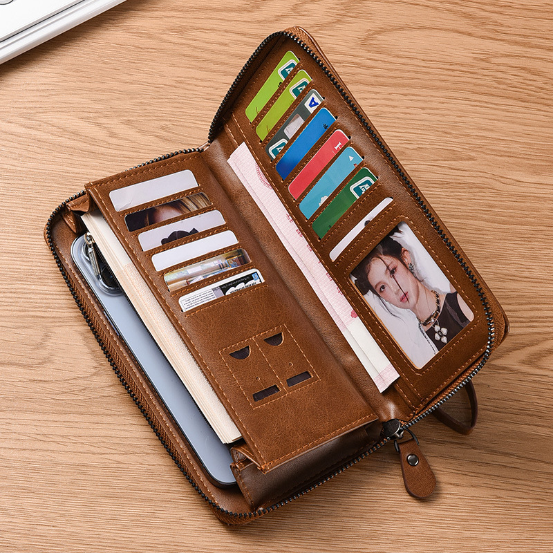 长款卡包男士手拿包潮牌钱夹钱包学生手包皮夹手抓包复古新品潮牌