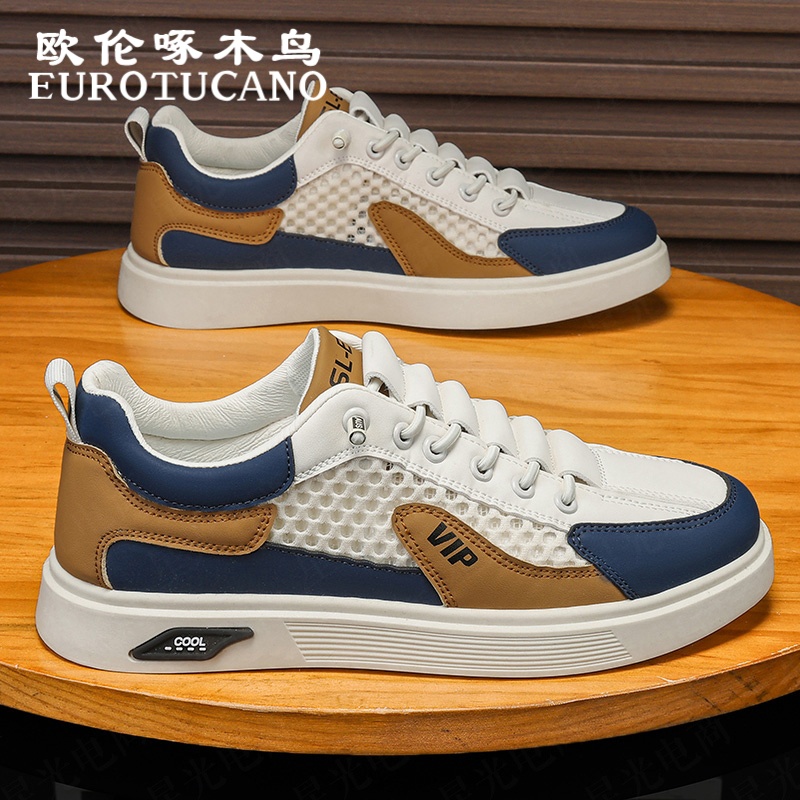 欧伦啄木鸟EUROTUCANO男鞋夏季透气鞋子男款网面潮鞋运动休闲板鞋