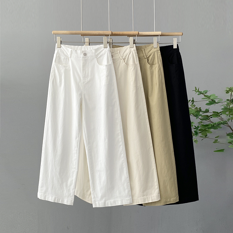 3窄版阔腿裤女春夏新款高腰显瘦百搭裤子宽松大码直筒裤休闲裤