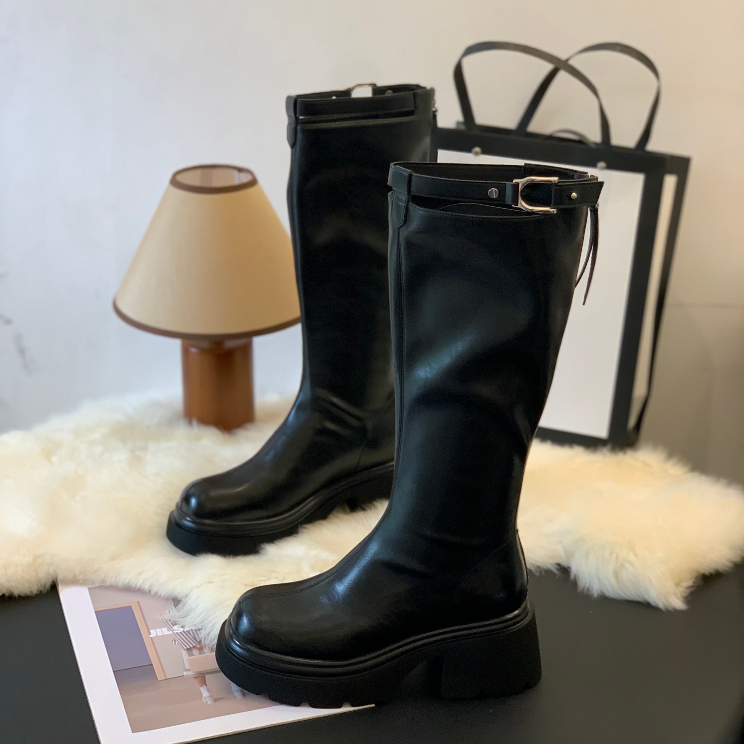 小个子厚底粗跟长筒显腿长简约骑士靴2025秋冬超酷新款英伦时装靴