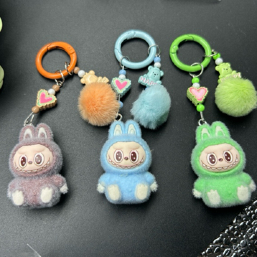 迷你萌粒坐姿植绒公仔钥匙扣手机链包包挂饰创意礼品