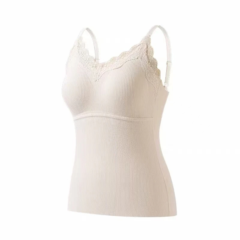 【浩哥好物】绵羊毛蚕丝保暖美背带胸垫二合一吊带内衣背心无痕塑身