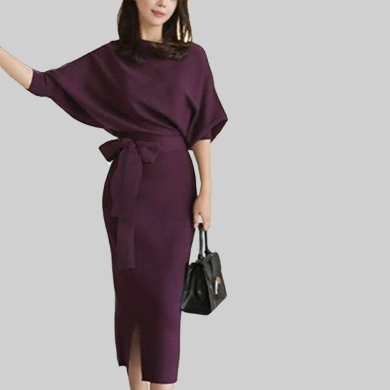 QOOEL打底中长款毛衣裙女2025年秋冬新款过膝显瘦内搭针织连衣裙