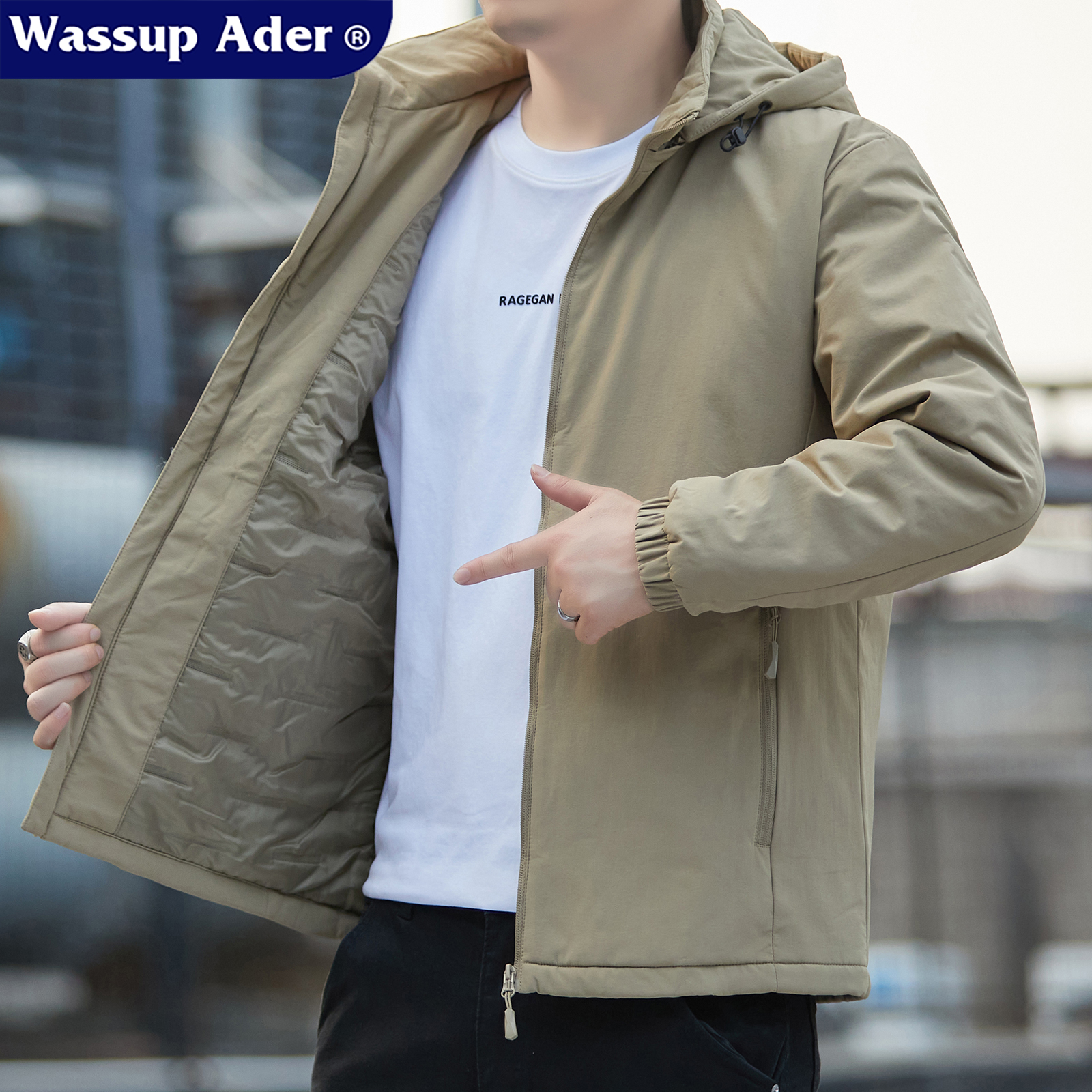 WASSUP ADER三防水防风休闲连帽棉衣2025冬季新加厚保暖棉服外套