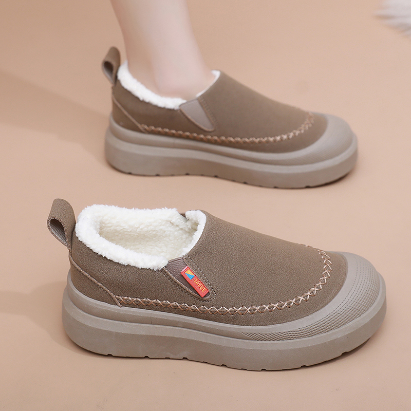 2025网红爆款冬季雪地靴加绒加厚保暖低帮女士防滑情侣厚底棉鞋女