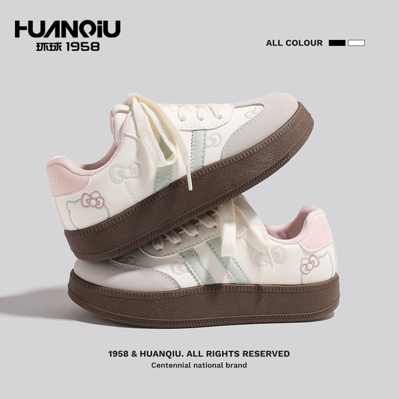 环球爆款时尚百搭潮流休闲鞋刺绣厚底增高鞋板鞋复古阔腿裤必备鞋