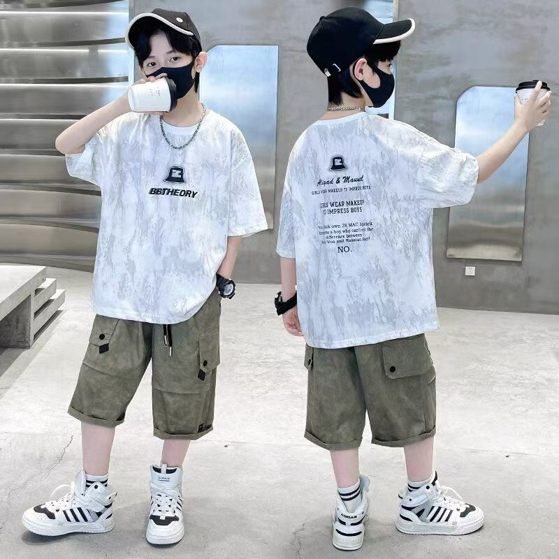 爆款男童夏装套装2025新款儿童夏季休闲中大童夏款帅气两件套