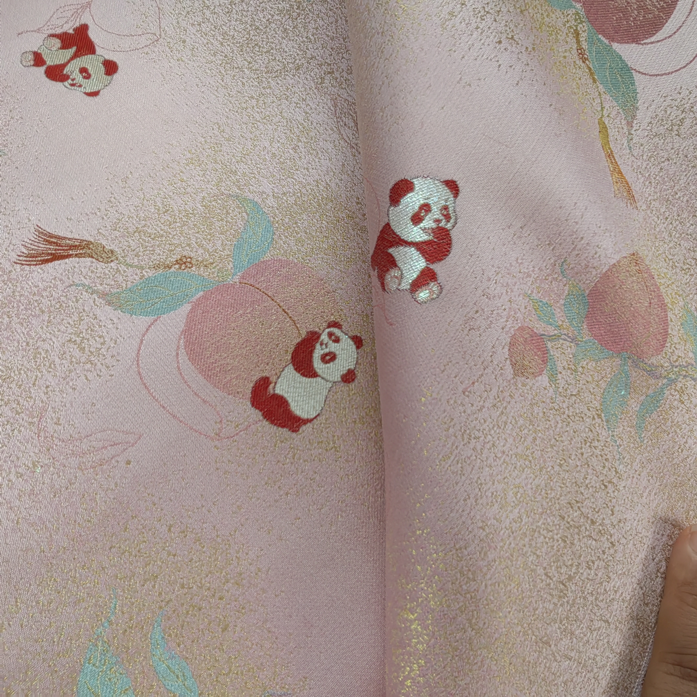 时尚新款宋锦桑蚕丝面料春日宴织金款