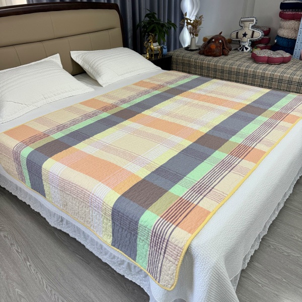 双面色织纯棉床盖夹棉绗缝吸汗透气亲肤可机洗隔脏垫飘窗垫沙发垫