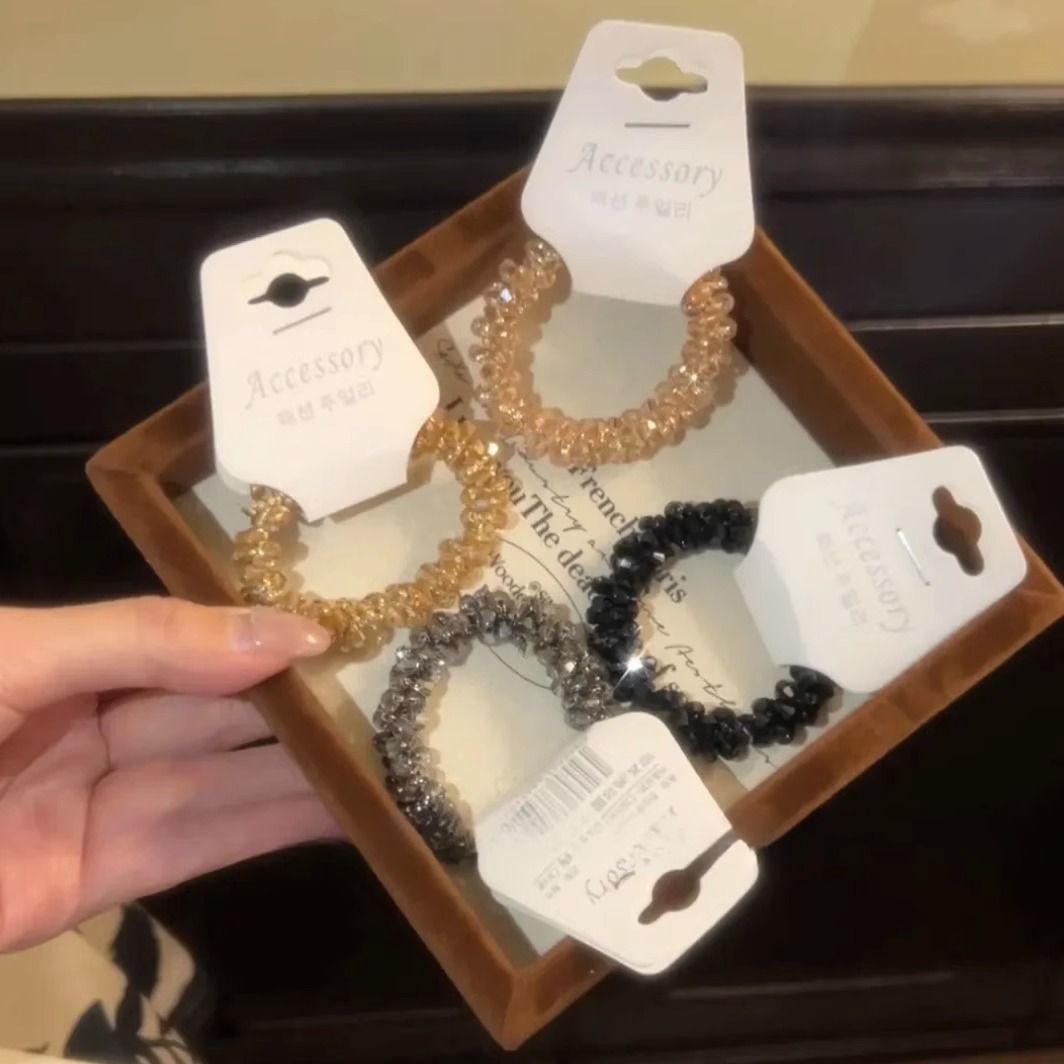 韩国水钻轻奢头绳高弹力高级感皮筋新款发圈精致气质发绳手链两用