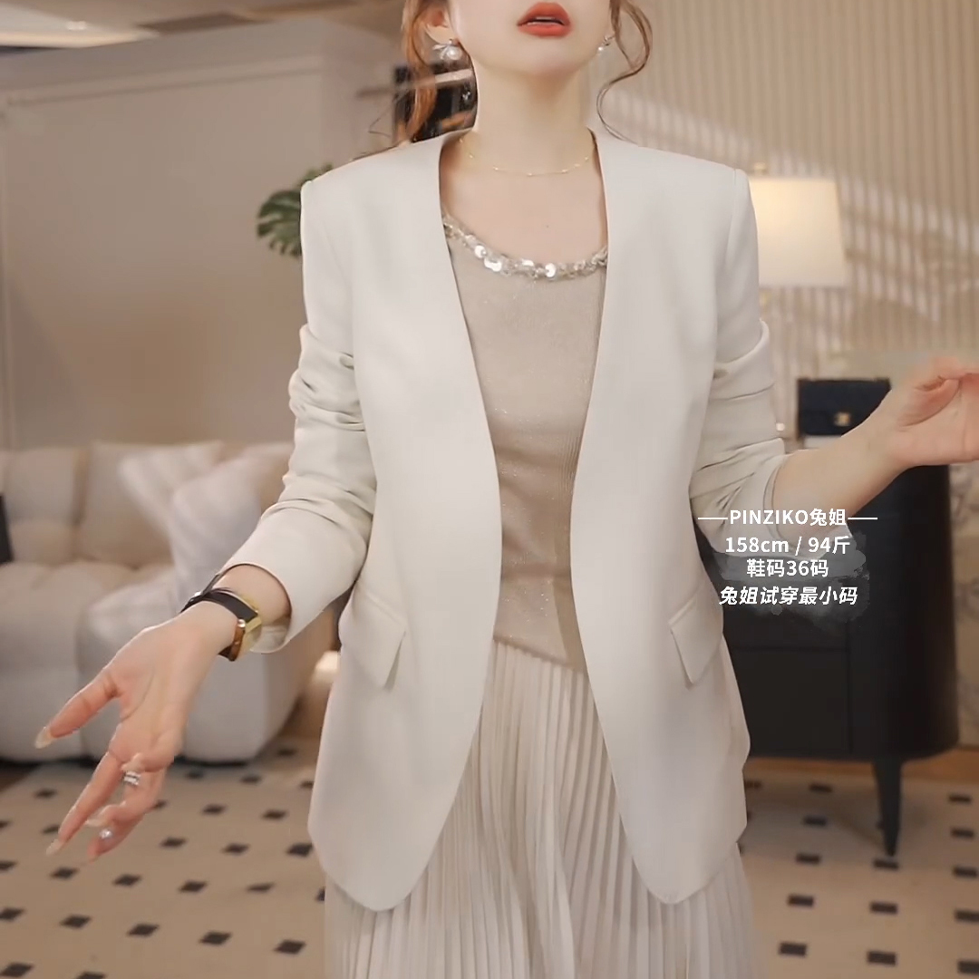 主理人~2025春秋气质西装外套女小个子休闲显瘦时尚白色西服上衣