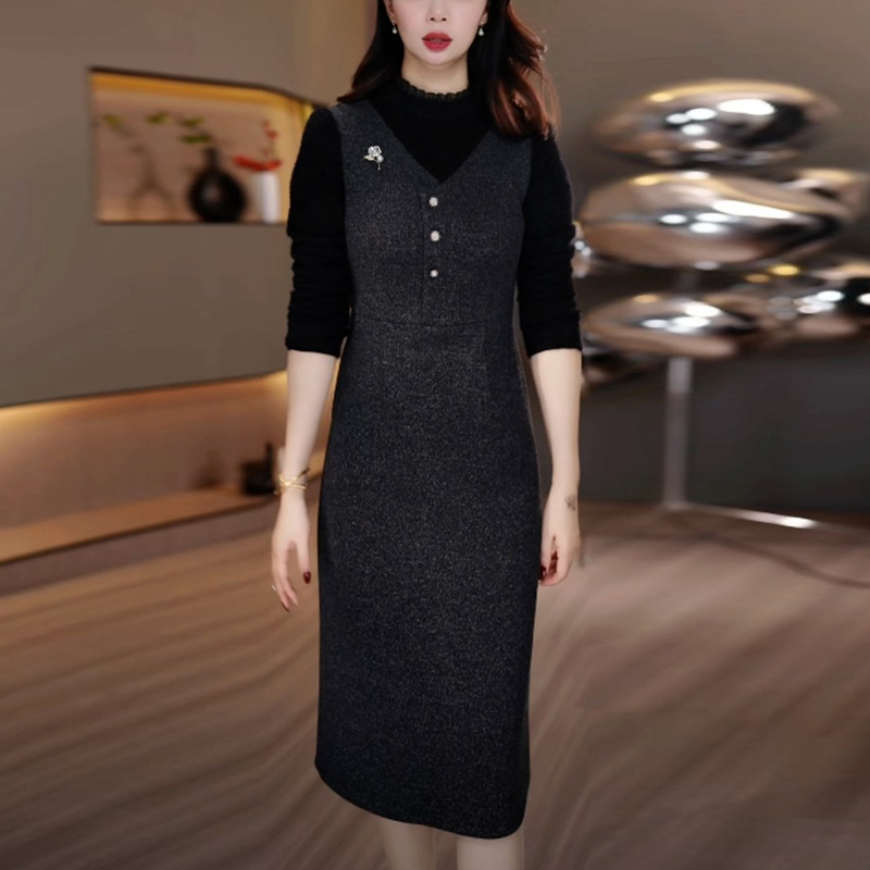 轻奢高贵气质裙子女装新款秋冬2025爆款高级感洋气显瘦打底连衣裙