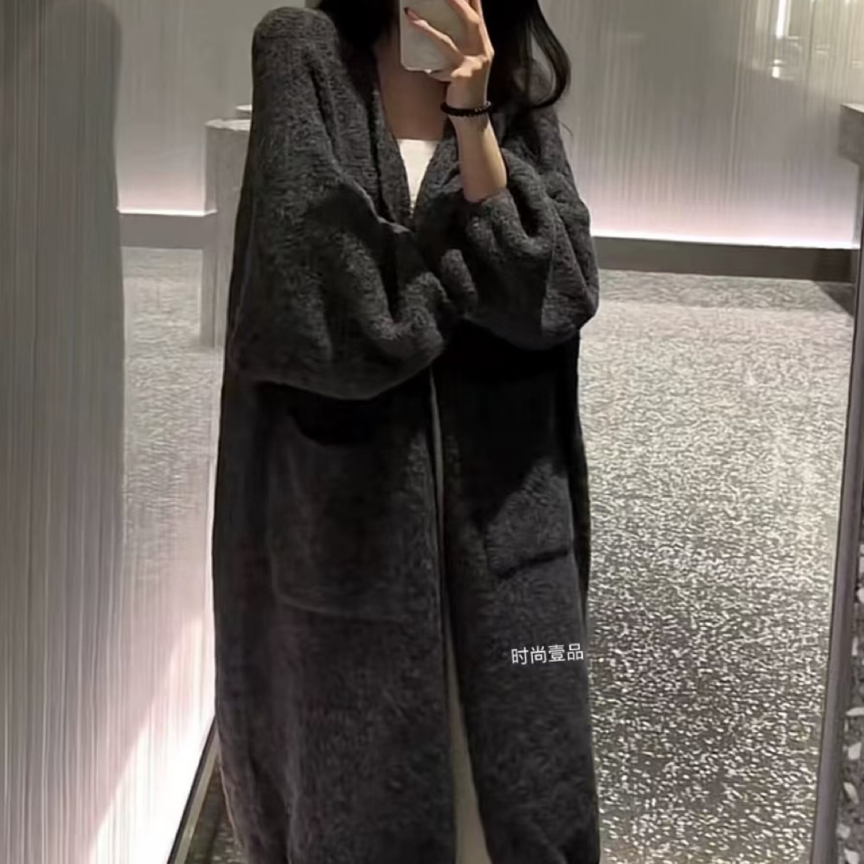 灯笼袖长款开衫女2025秋冬新款宽松百搭慵懒风针织毛衣外套