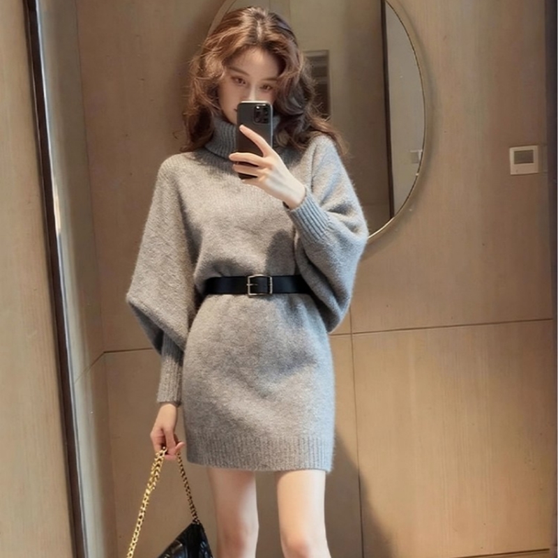 轻熟气质高级感毛衣裙女装秋冬季网红时尚收腰内搭外穿针织连衣裙