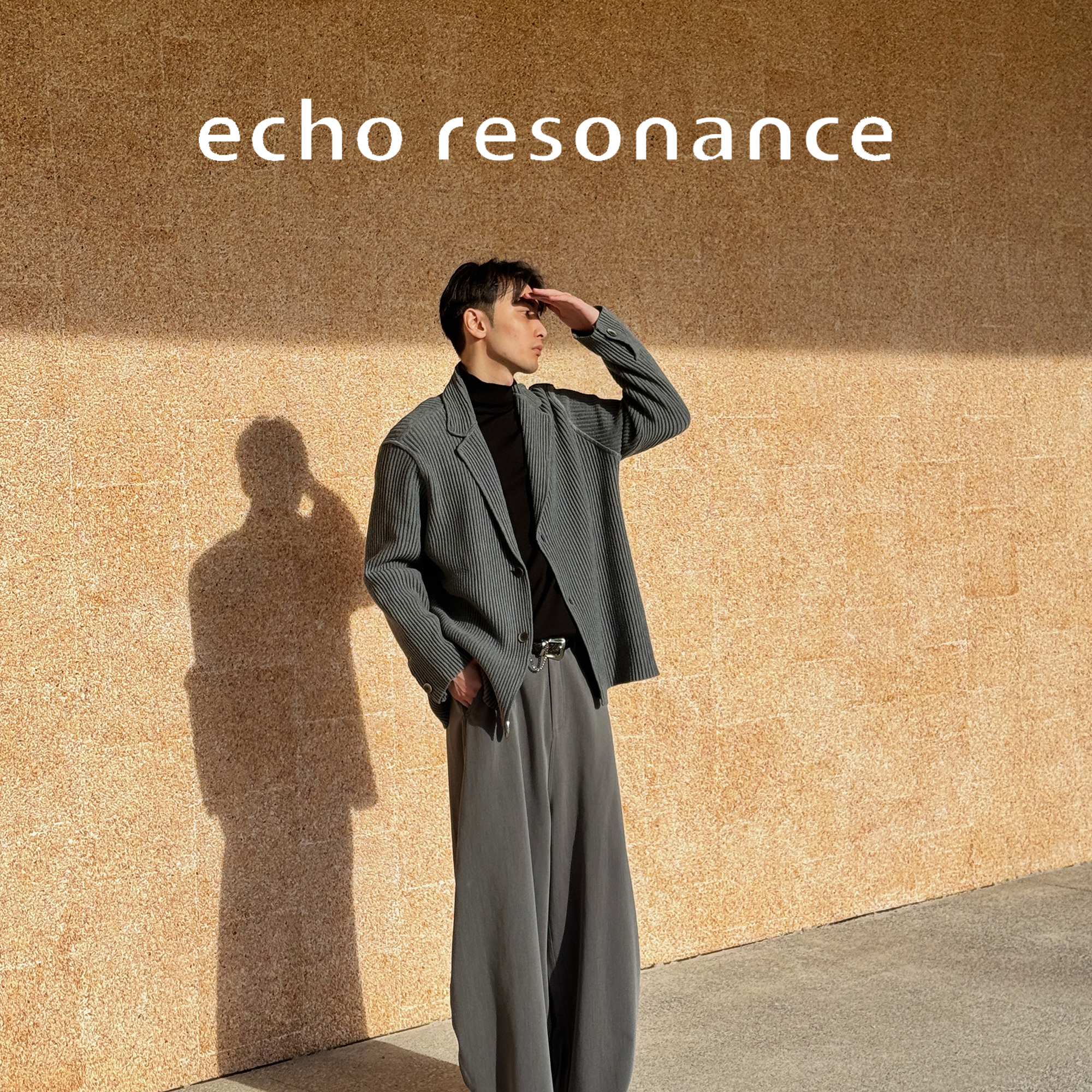 echo丨“胶囊”可折叠羊毛混纺褶皱拼接西装外套秋冬宽松高级感男装