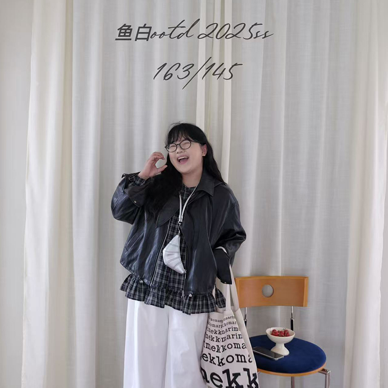 早秋蛋白皮外套赫本风短款皮衣时尚宽松翻领皮衣 6827