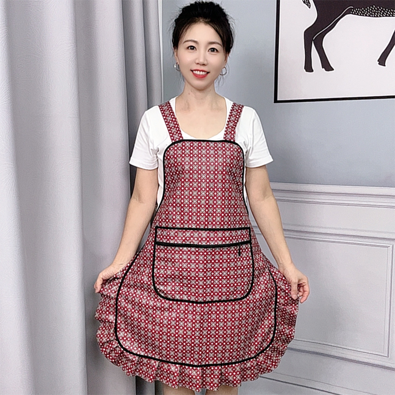 时尚软皮革围裙防水防油污厨房做饭餐饮上班专用免洗加肥工作围腰